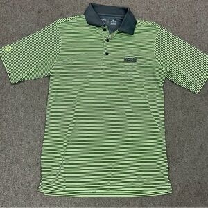 Green Bay Packers Antigua Golf Polo Shirt Mens Medium, Green And Gray Strips